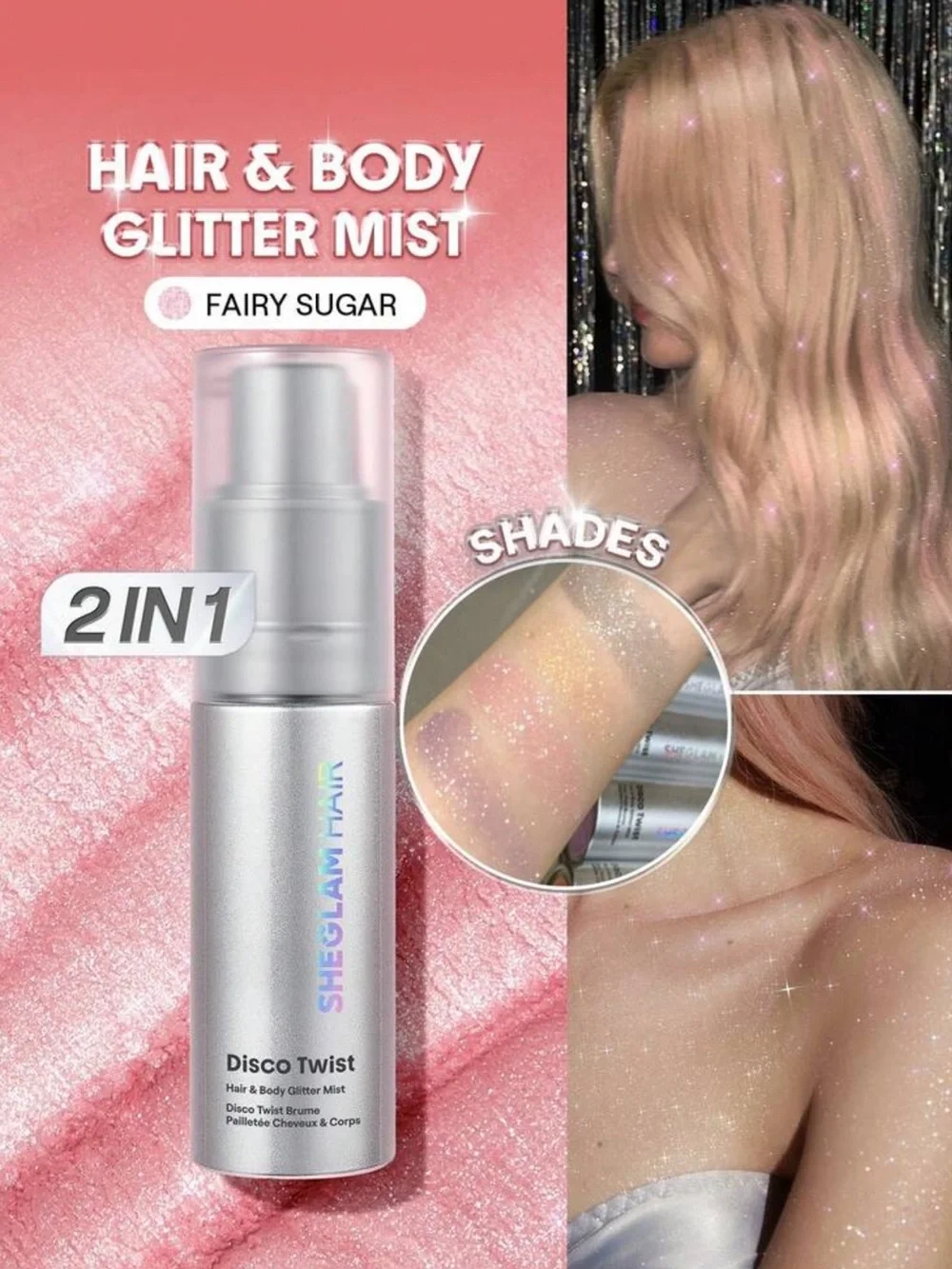 SHEGLAM HAIR Disco Twist Hair & Body Glitter Mist-Fairy Sugar,